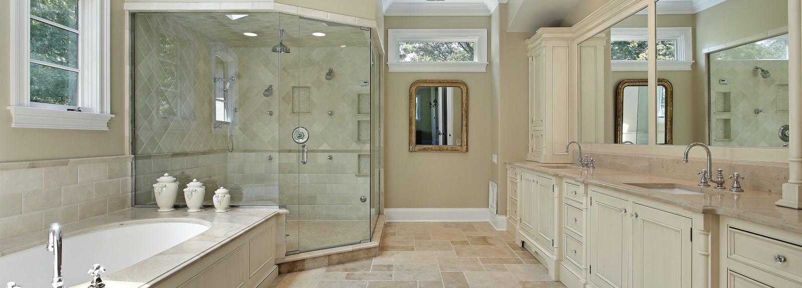 We can design and deliver this kind of spacious full gorgeous bathroom…
